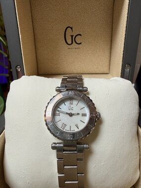 Gc Stainless Steel Silver Women's Watch with Mother of Pearl Dial